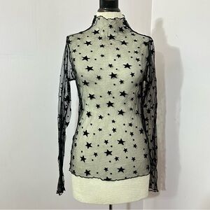 Etophe Studios Black Sheer Star Blouse M